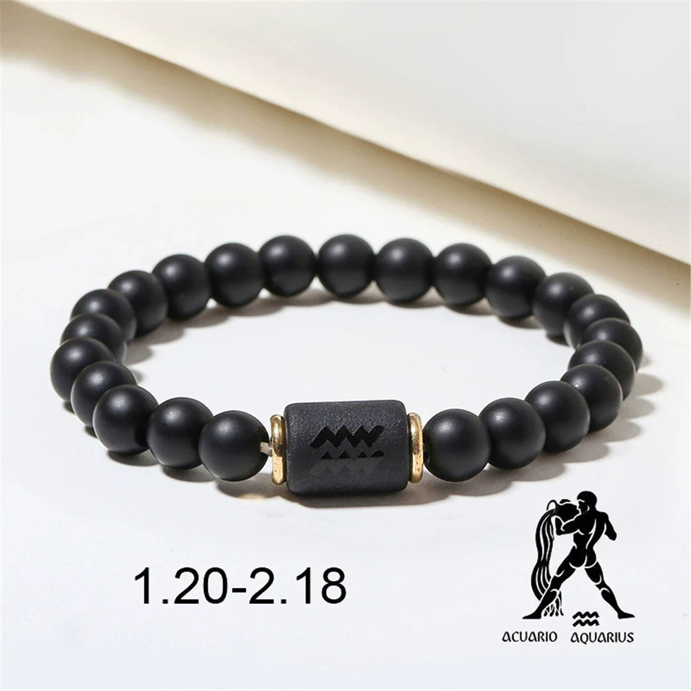 Beads Elastic Bracelet Synthetic Stone Geometric Twelve Constellations Handmade Unisex