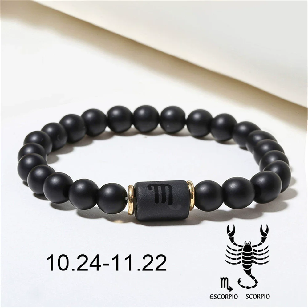 Beads Elastic Bracelet Synthetic Stone Geometric Twelve Constellations Handmade Unisex - Image 15