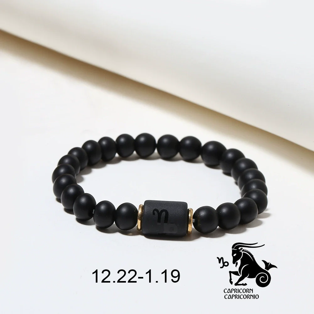 Beads Elastic Bracelet Synthetic Stone Geometric Twelve Constellations Handmade Unisex - Image 17