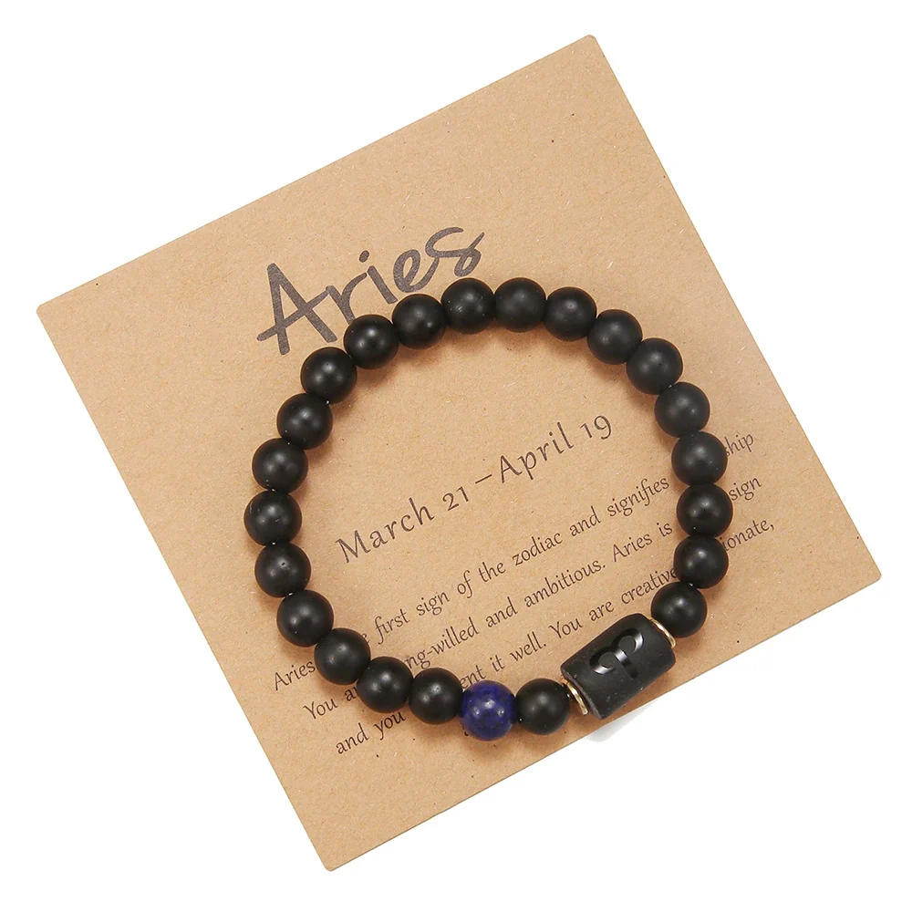 Beads Elastic Bracelet Synthetic Stone Geometric Twelve Constellations Handmade Unisex - Image 18