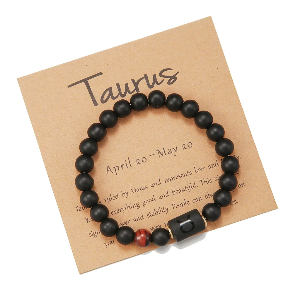 Beads Elastic Bracelet Synthetic Stone Geometric Twelve Constellations Handmade Unisex - Image 19