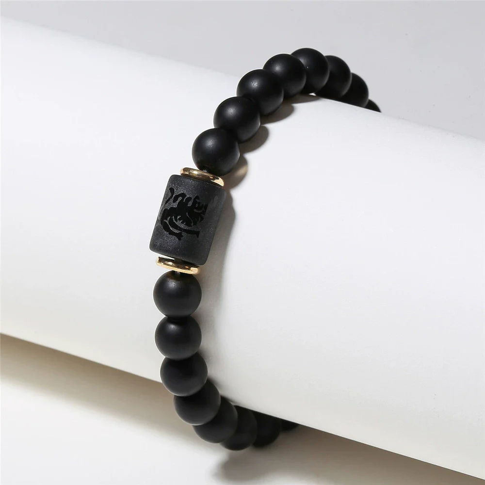 Beads Elastic Bracelet Synthetic Stone Geometric Twelve Constellations Handmade Unisex - Image 2