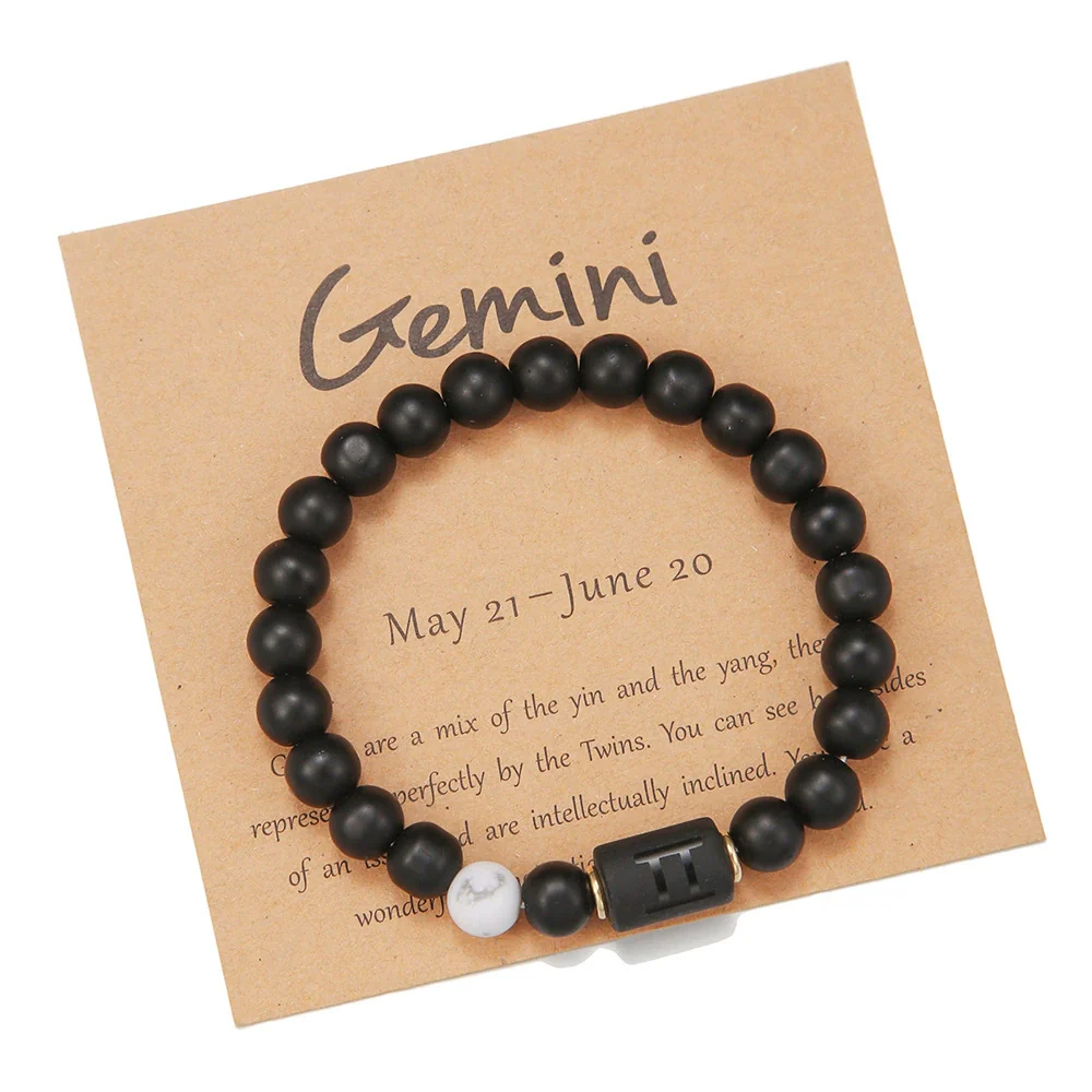 Beads Elastic Bracelet Synthetic Stone Geometric Twelve Constellations Handmade Unisex - Image 20