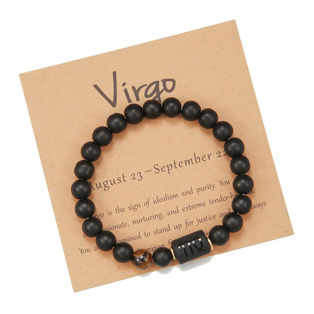 Beads Elastic Bracelet Synthetic Stone Geometric Twelve Constellations Handmade Unisex - Image 23
