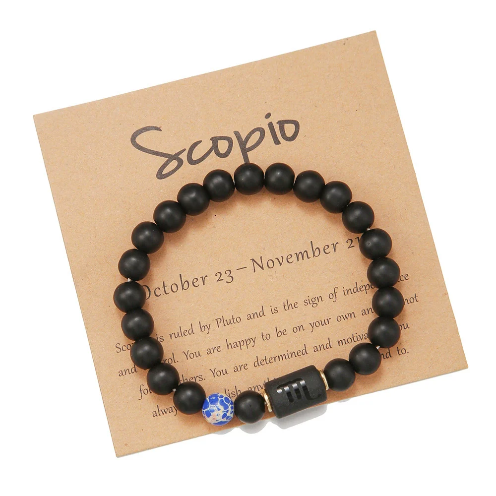 Beads Elastic Bracelet Synthetic Stone Geometric Twelve Constellations Handmade Unisex - Image 25