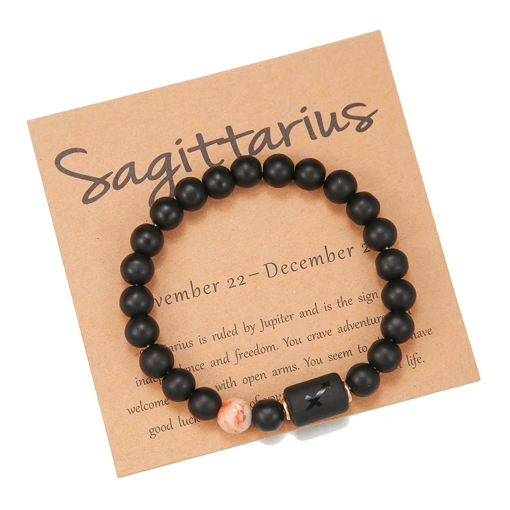 Beads Elastic Bracelet Synthetic Stone Geometric Twelve Constellations Handmade Unisex - Image 26