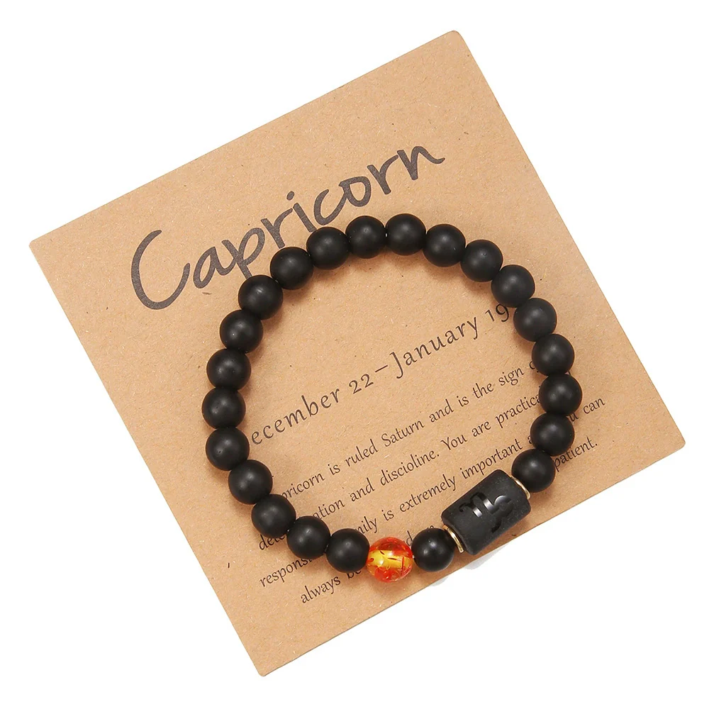 Beads Elastic Bracelet Synthetic Stone Geometric Twelve Constellations Handmade Unisex - Image 27