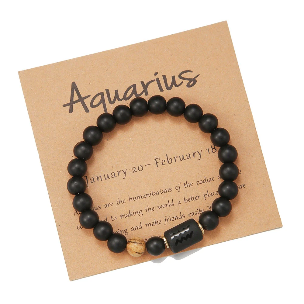 Beads Elastic Bracelet Synthetic Stone Geometric Twelve Constellations Handmade Unisex - Image 28