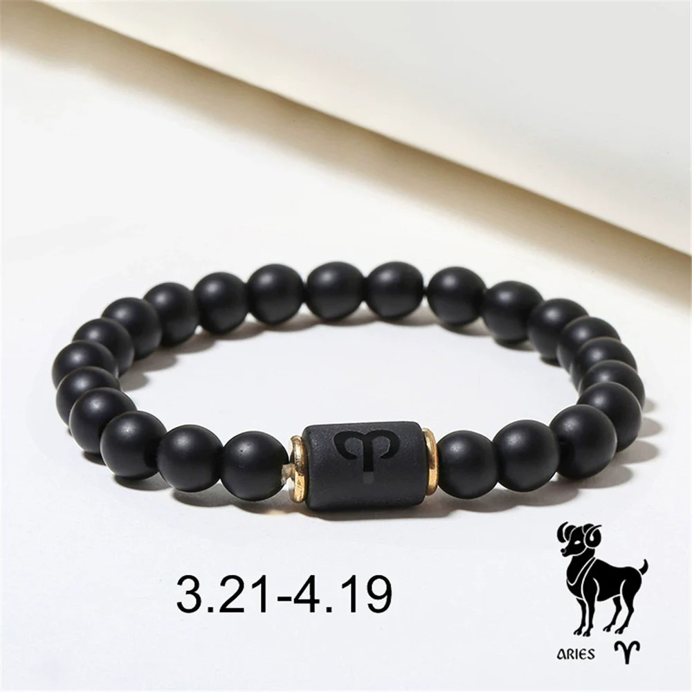 Beads Elastic Bracelet Synthetic Stone Geometric Twelve Constellations Handmade Unisex - Image 8