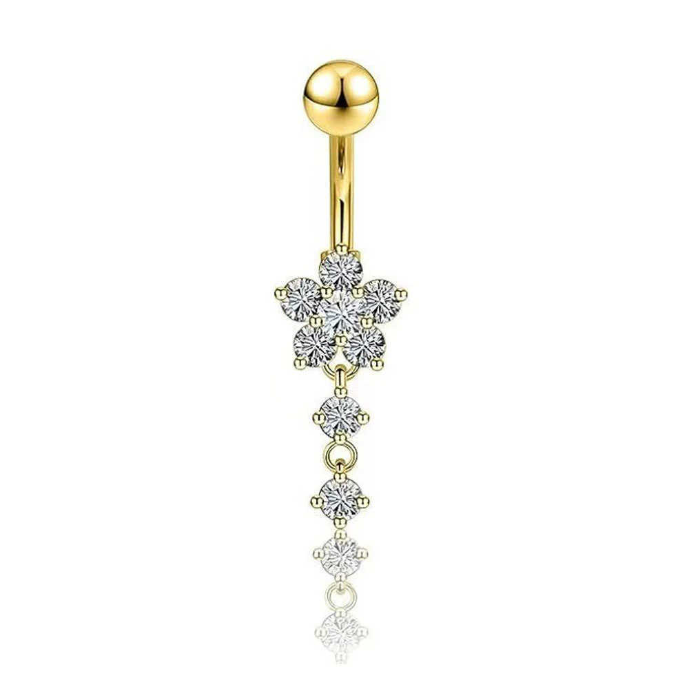 Belly Button Ring Stainless Steel Copper Inlaid Zircon Constellation Electroplating Heart Shaped Water Drop Style For Women - Image 21