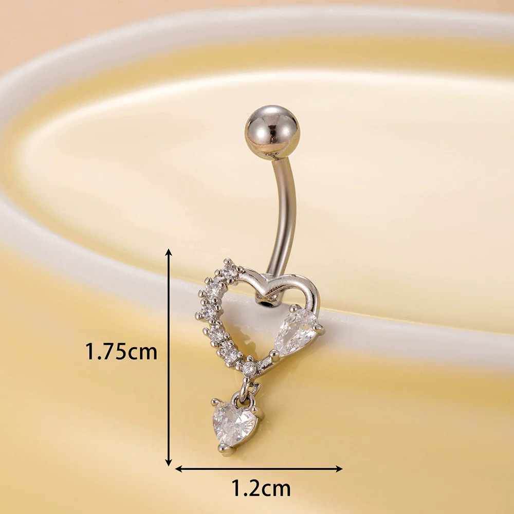 Belly Button Ring Stainless Steel Microinlaid Zircon Love Bow Women's Fashion Electroplating - Image 10
