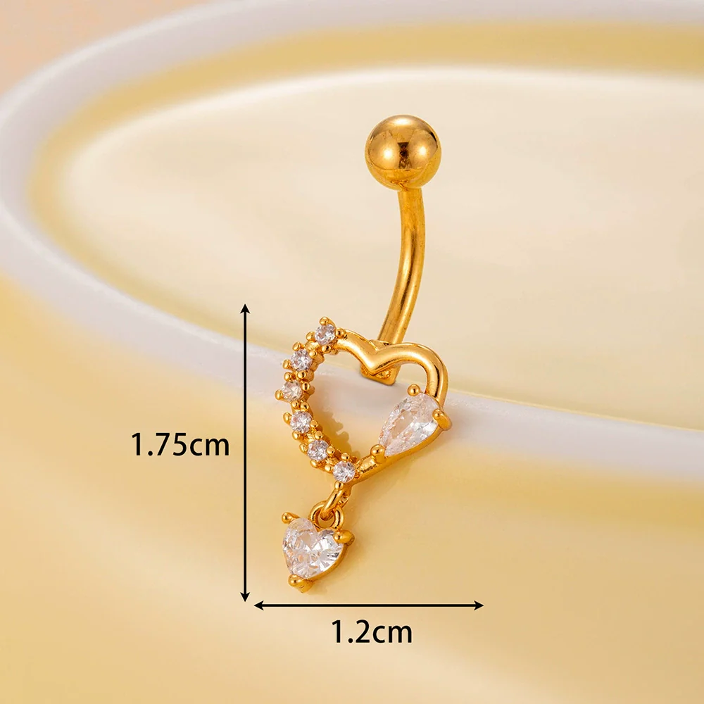 Belly Button Ring Stainless Steel Microinlaid Zircon Love Bow Women's Fashion Electroplating - Image 11