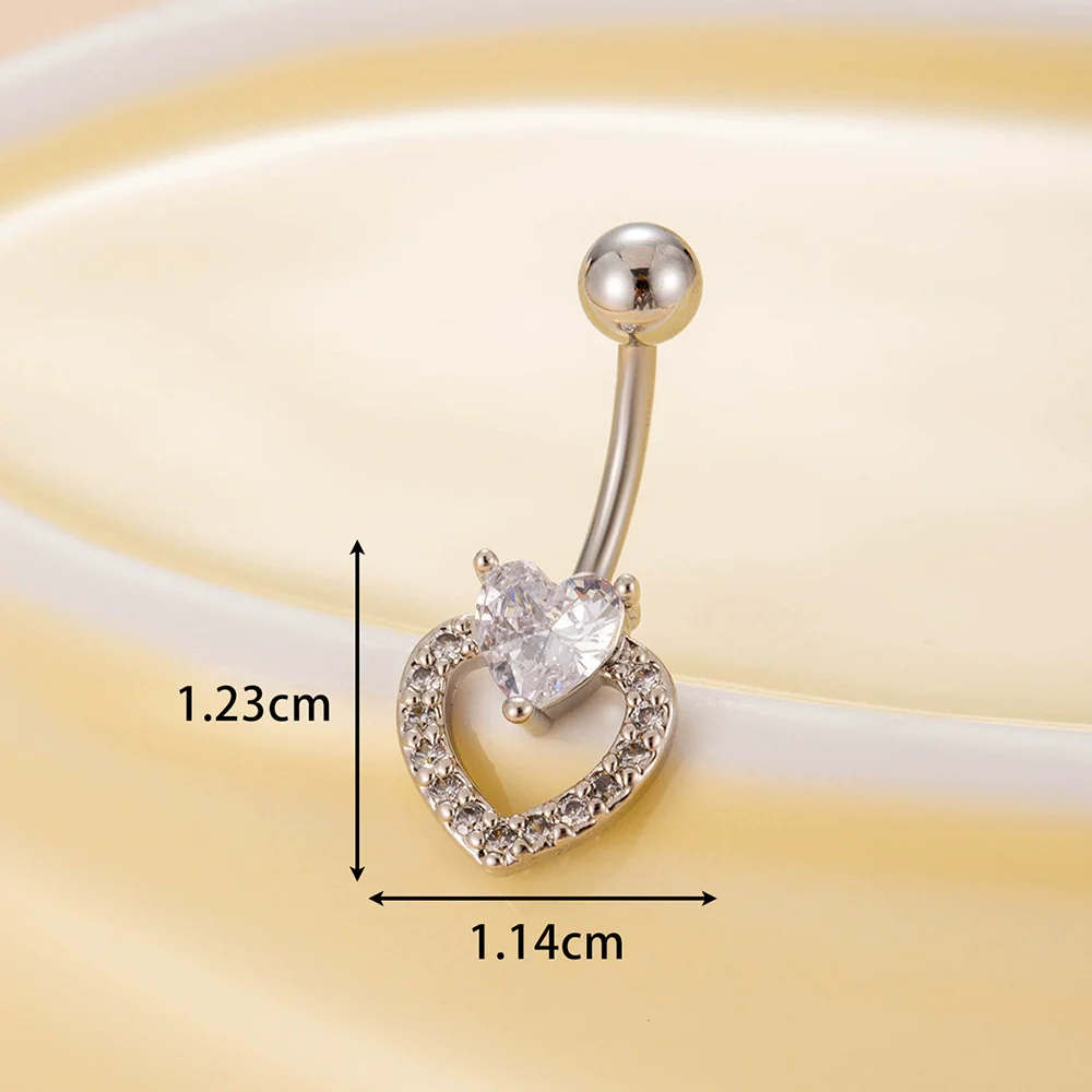 Belly Button Ring Stainless Steel Microinlaid Zircon Love Bow Women's Fashion Electroplating - Image 8