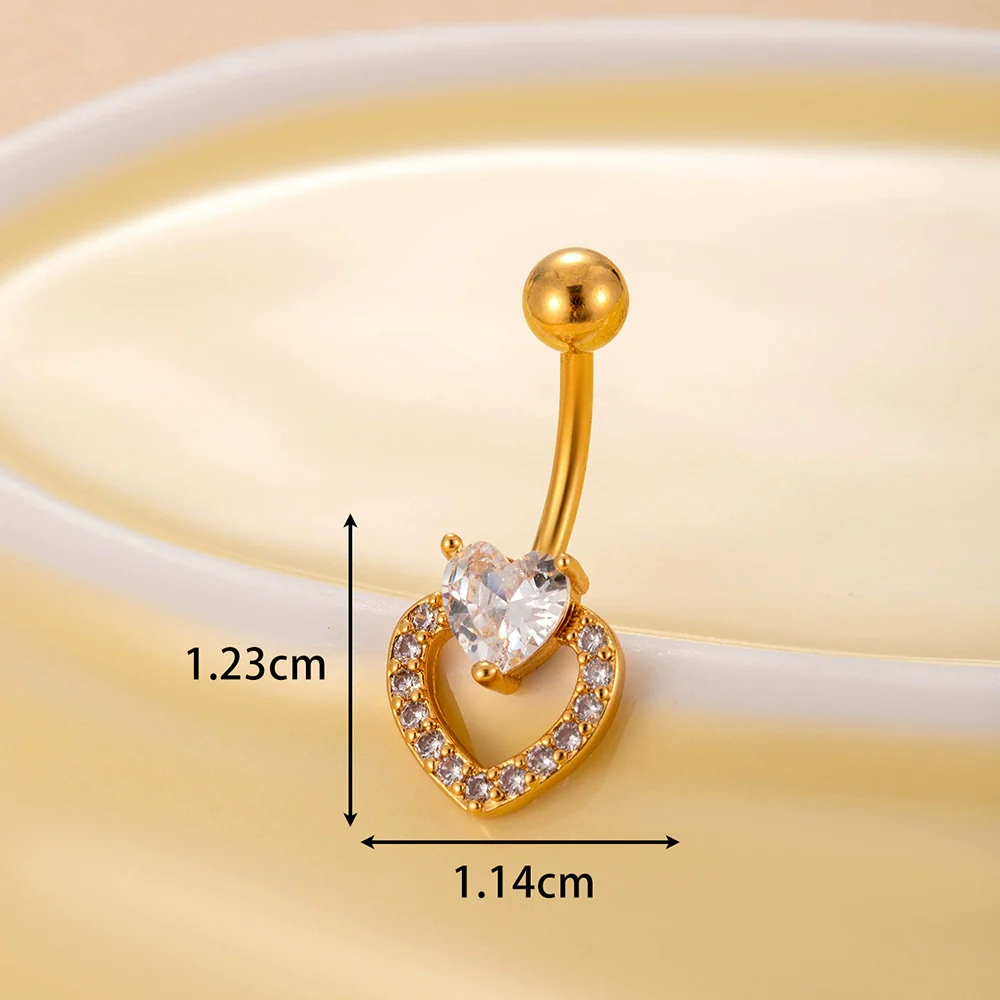 Belly Button Ring Stainless Steel Microinlaid Zircon Love Bow Women's Fashion Electroplating - Image 9