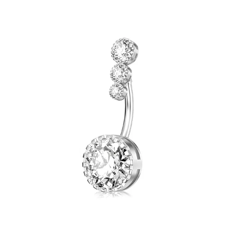 Belly Button Ring Stainless Steel Zircon Geometric Electroplating Unisex Body Puncture Jewelry Set - Image 12