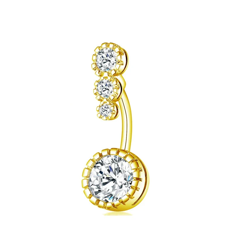 Belly Button Ring Stainless Steel Zircon Geometric Electroplating Unisex Body Puncture Jewelry Set - Image 8