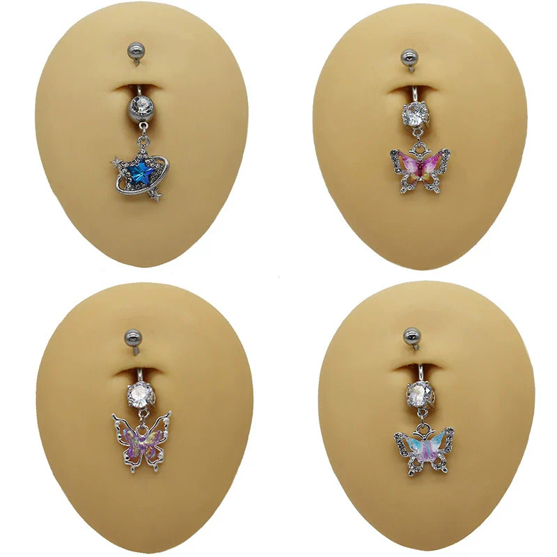 Belly Ring Jewelry Zinc Alloy Heart Shape Flash Butterfly Style Unisex - Image 2