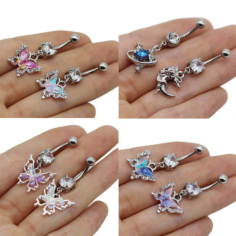 Belly Ring Jewelry Zinc Alloy Heart Shape Flash Butterfly Style Unisex - Image 4