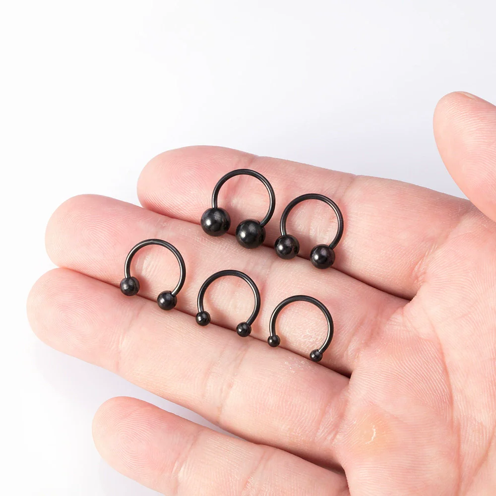 Body Piercing Jewelry Stainless Steel Geometric C Rod Ring With Color Retention Vacuum Treatment - Image 2