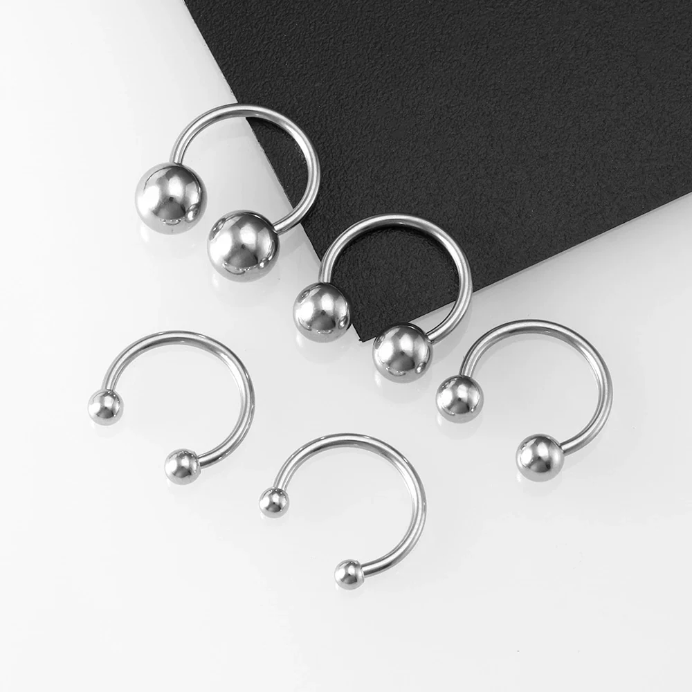 Body Piercing Jewelry Stainless Steel Geometric C Rod Ring With Color Retention Vacuum Treatment - Image 6