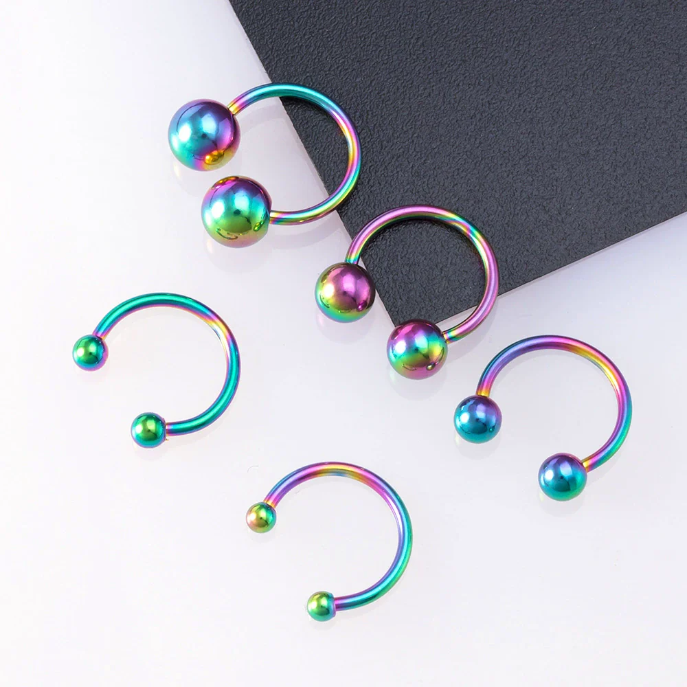Body Piercing Jewelry Stainless Steel Geometric C Rod Ring With Color Retention Vacuum Treatment - Image 8
