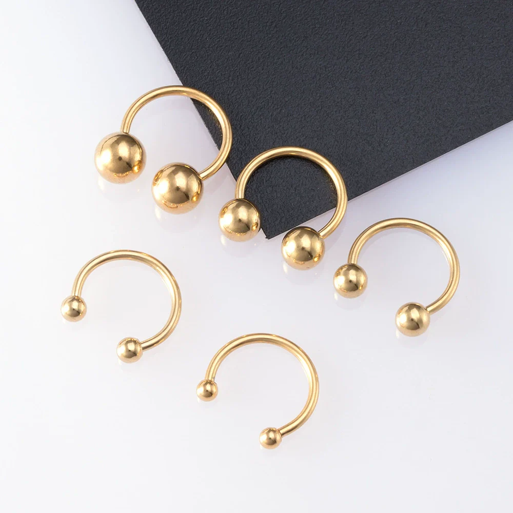 Body Piercing Jewelry Stainless Steel Geometric C Rod Ring With Color Retention Vacuum Treatment - Image 9