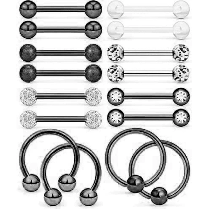 Body Piercing Jewelry Stainless Steel Tongue Ring Nipple Ring With Crown And Star Pattern Electroplated - Image 4