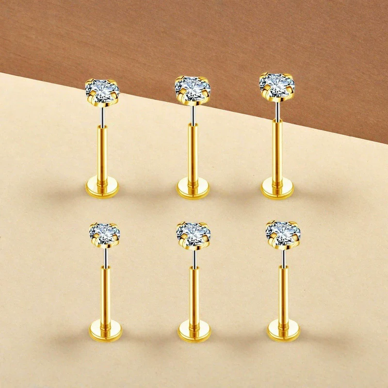 Body Piercing Lip Nail Ear Nail Pin Copper Stainless Steel Geometric Electroplating Unisex - Image 3