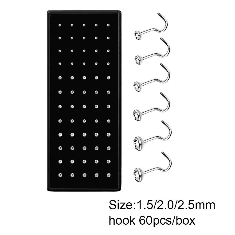 Body Puncture Stainless Steel Nose Nail Geometric Pattern Diamond Style Unisex - Image 19
