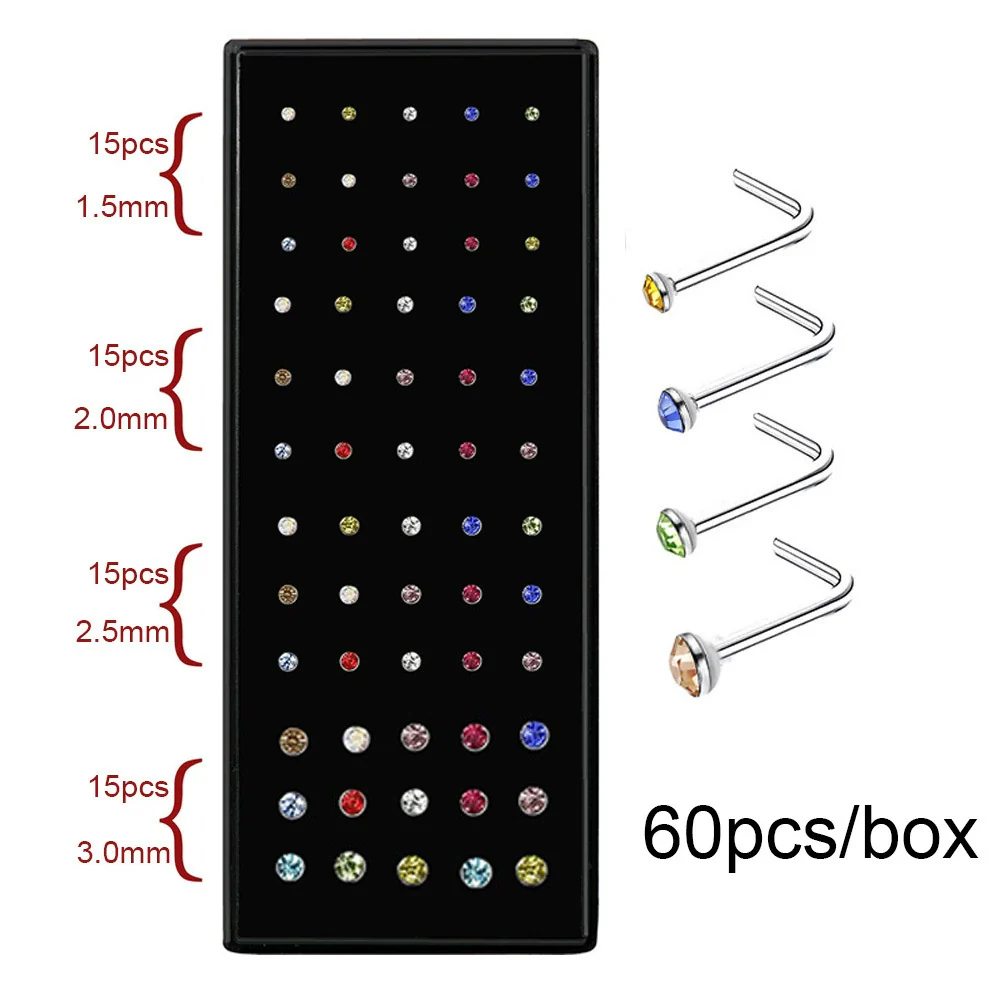 Body Puncture Stainless Steel Nose Nail Geometric Pattern Diamond Style Unisex - Image 5
