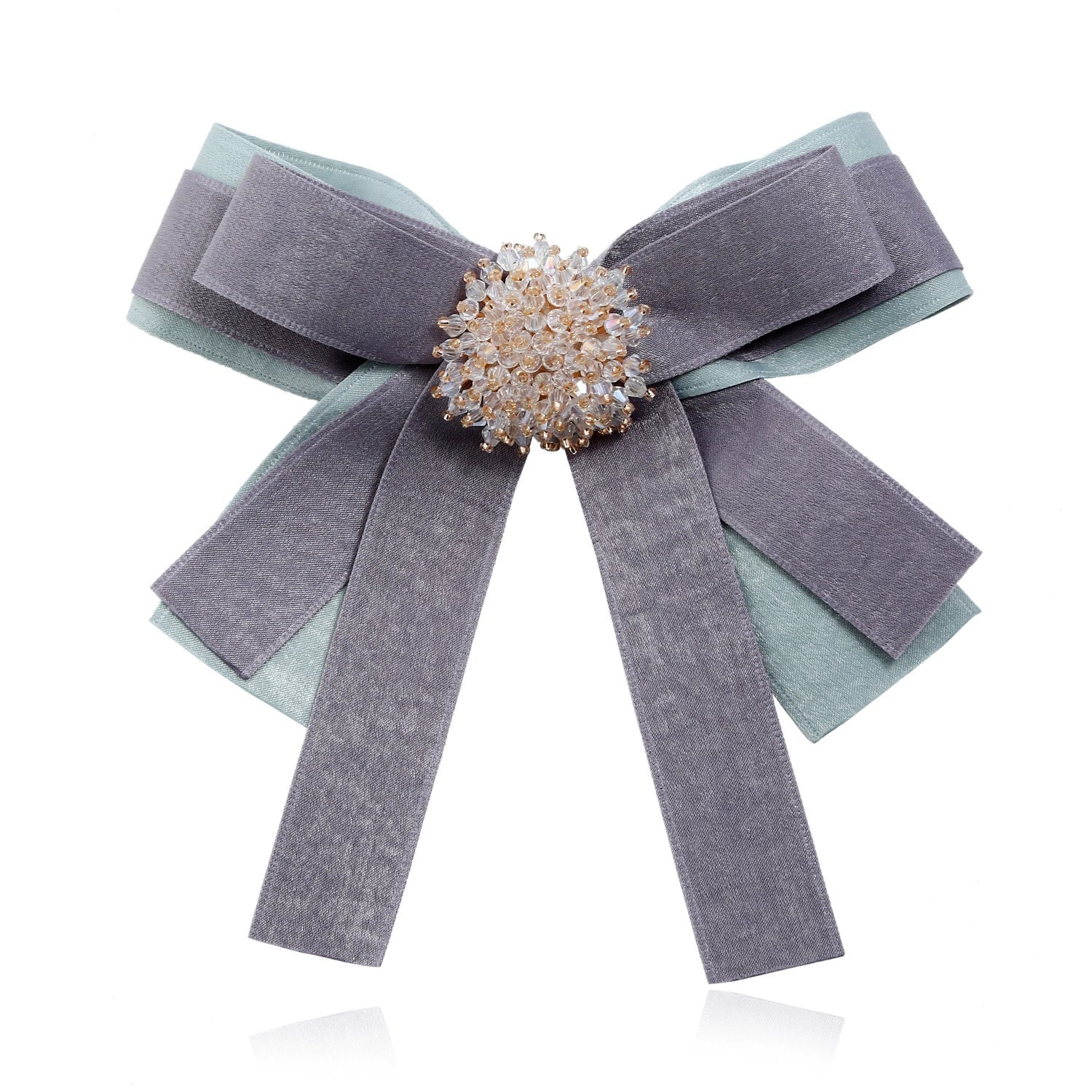 Bow Tie Collar Pin Brooch Fabric Crystal Fashion Accessory - Image 4
