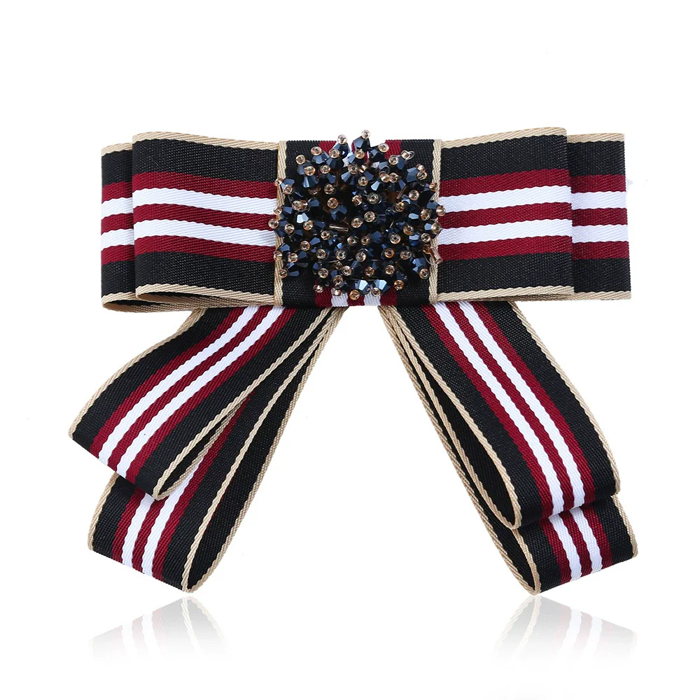 Bow Tie Collar Pin Brooch Fabric Crystal Fashion Accessory - Image 7