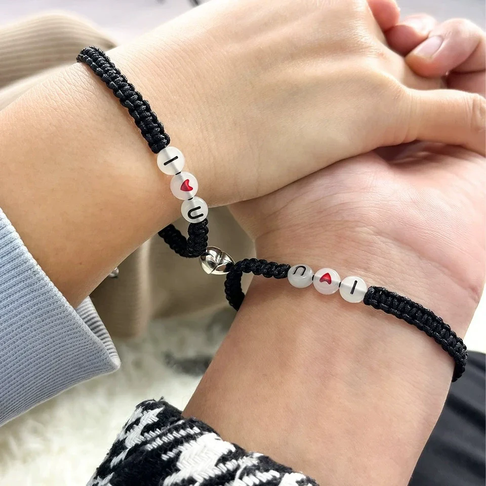 Bracelet Acrylic Heart Shape Handmade Luminous Love Heart Magnetic Buckle Friendship Couple Unisex - Image 2