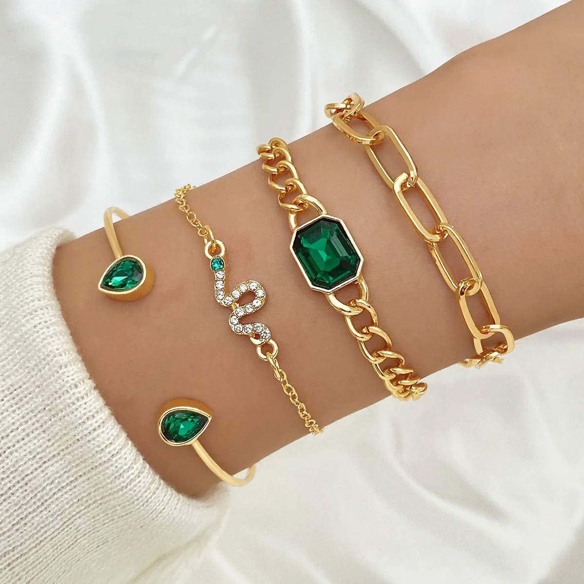 Bracelet Alloy Geometric Diamond Square - Image 10
