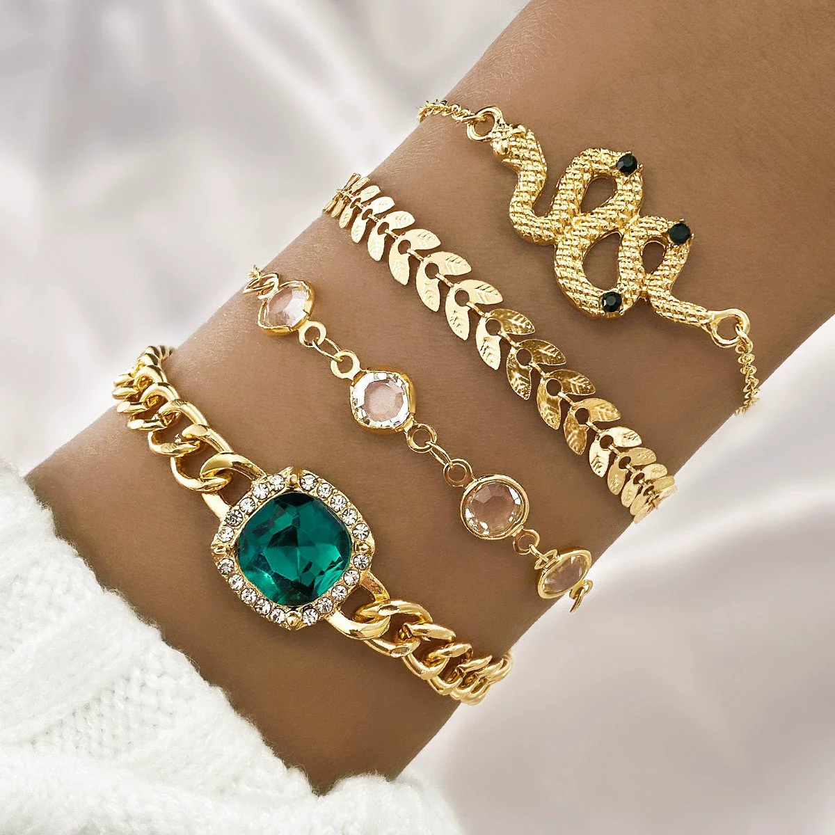 Bracelet Alloy Geometric Diamond Square - Image 11