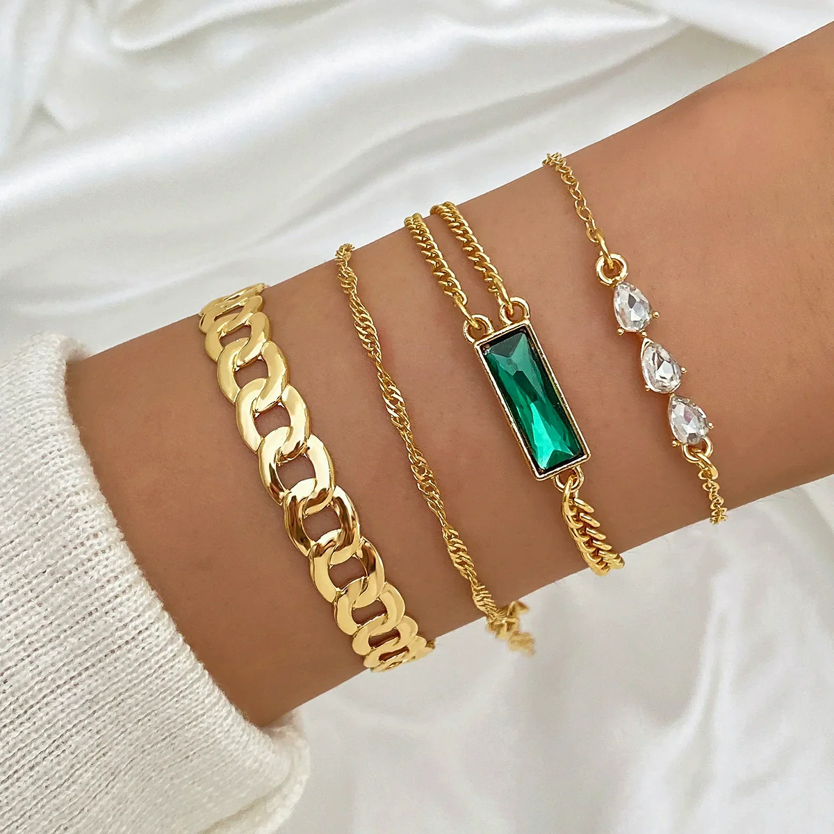 Bracelet Alloy Geometric Diamond Square - Image 8