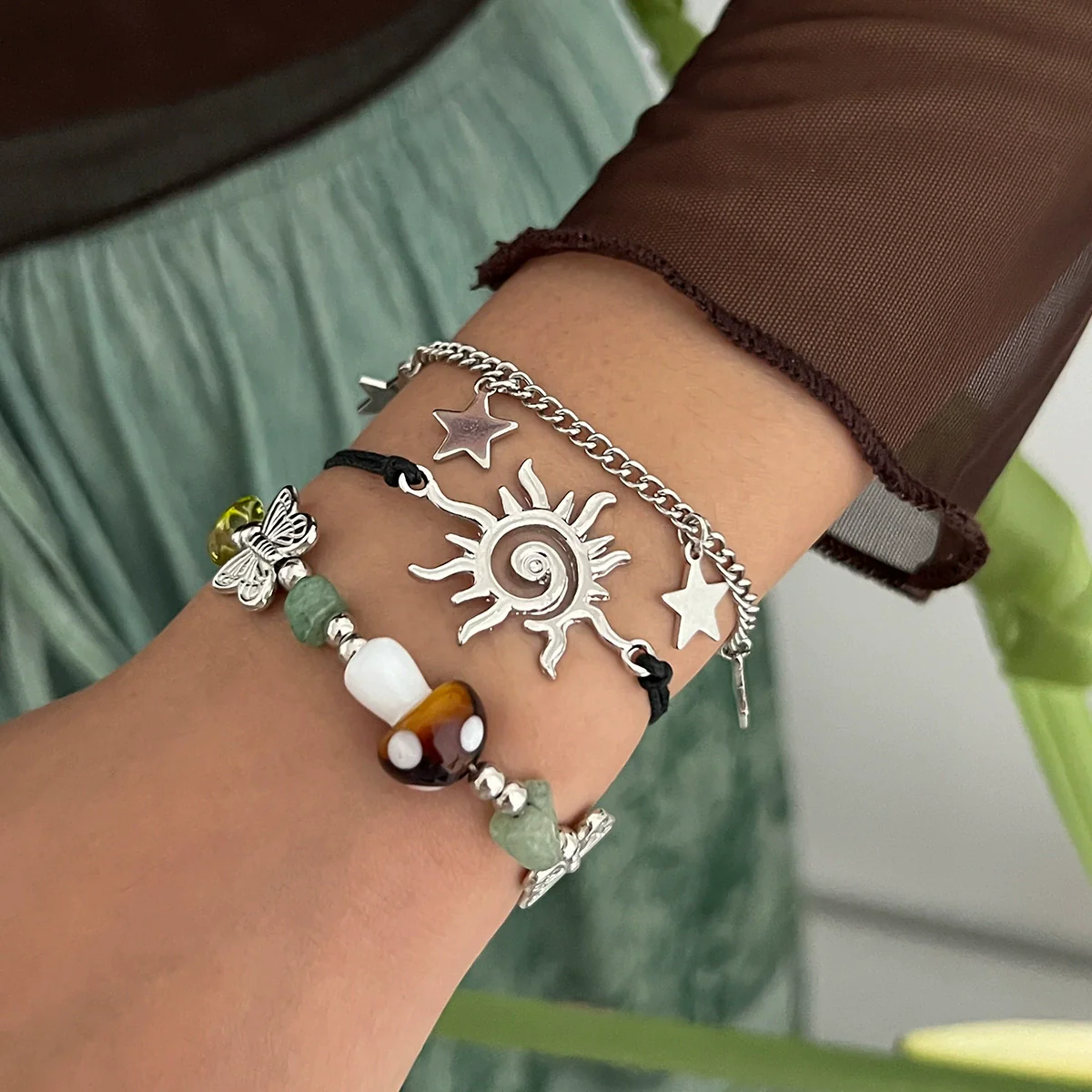 Bracelet Artificial Crystal Beaded Star Geometric Animal Zodiac Retro Electroplated - Image 11