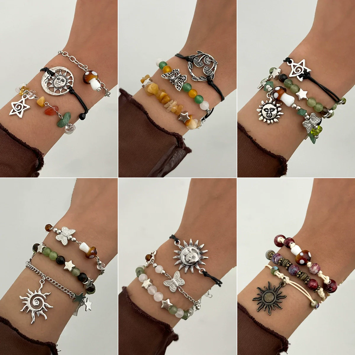 Bracelet Artificial Crystal Beaded Star Geometric Animal Zodiac Retro Electroplated - Image 3