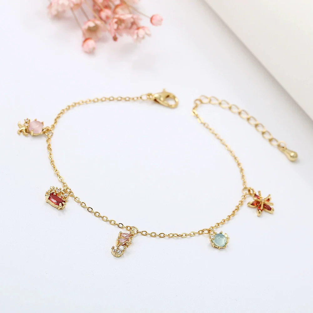 Bracelet Brass Copper Inlaid Zircon Animal Zodiac Style Real Gold Plated Jewelry For Women - Image 4