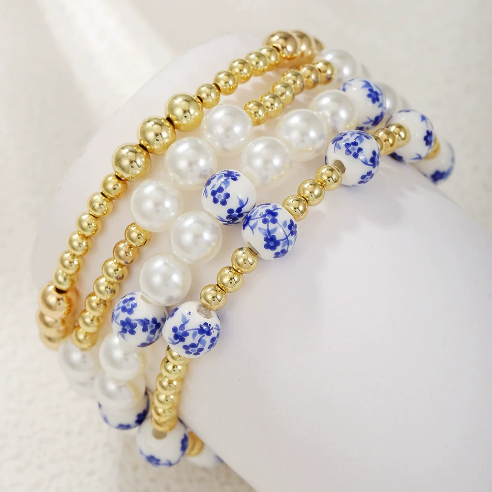 Bracelet Ccb Imitation Pearl Ceramic Geometric Handmade Unisex - Image 3