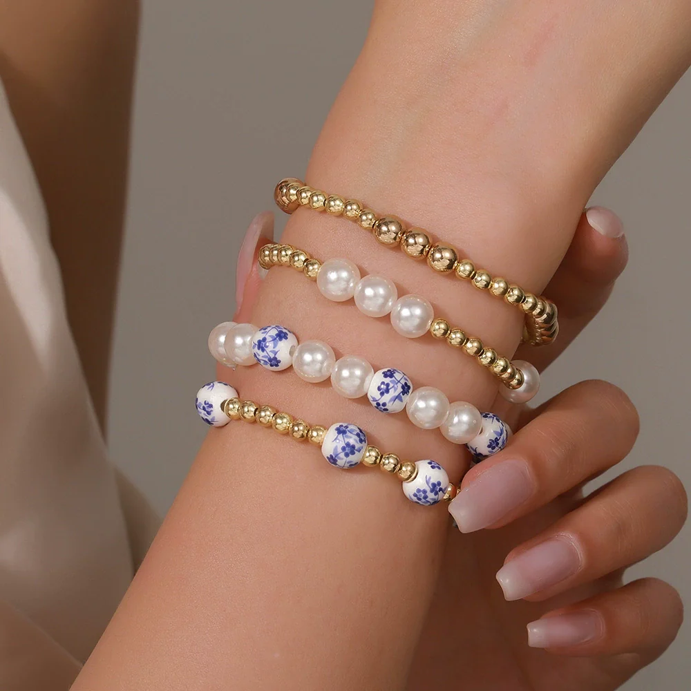 Bracelet Ccb Imitation Pearl Ceramic Geometric Handmade Unisex - Image 4