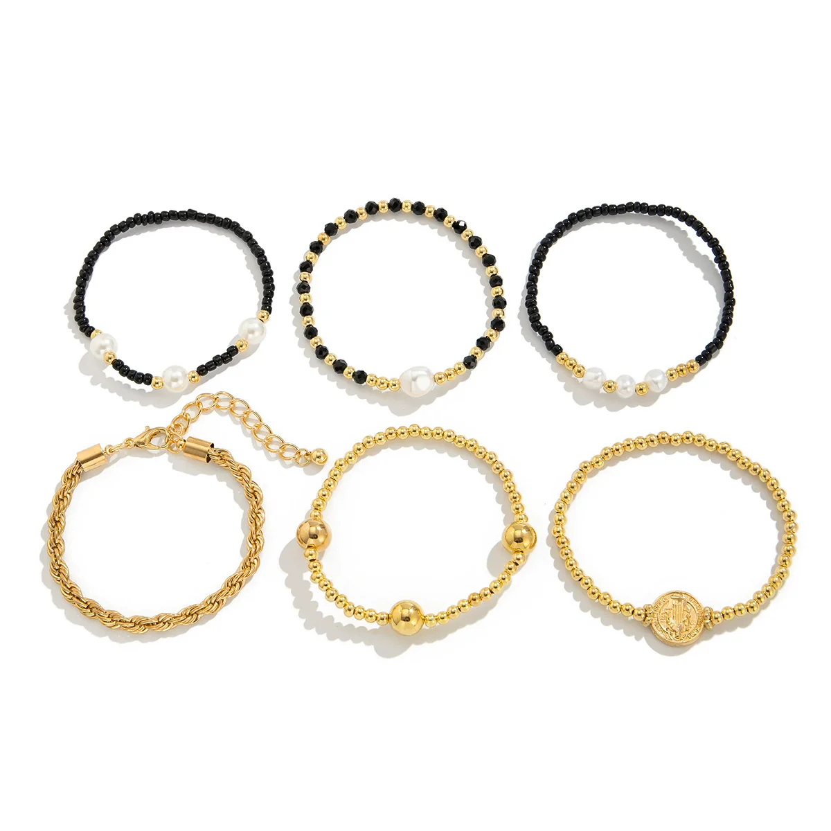 Bracelet Ccb Rice Beads Crystal Imitation Pearl Alloy Iron Chain Geometric Electroplating - Image 5