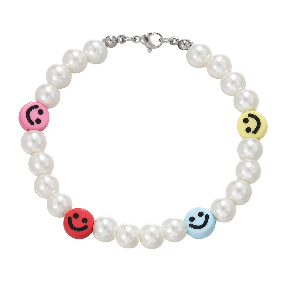 Bracelet Faux Pearls Polymer Clay Stainless Steel Geometric Handmade - Image 6