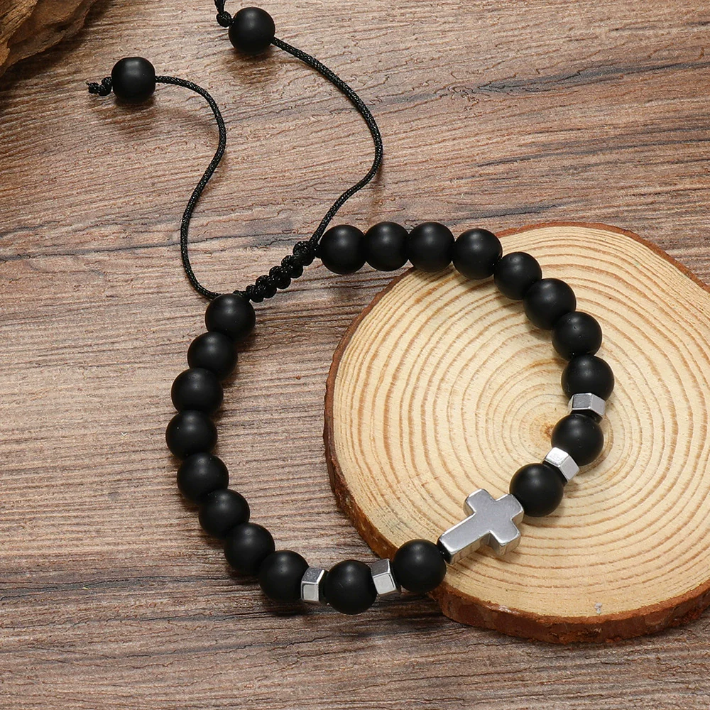Bracelet Glass Beads Frosted Glass Ball Cord Handwoven Drawstring Adjustable For Men And Women - Image 2