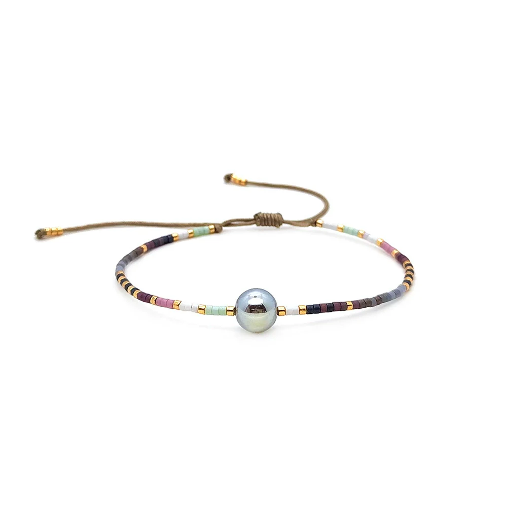 Bracelet Glass Glaze Geometric Handwoven Retro Gradient Style - Image 3