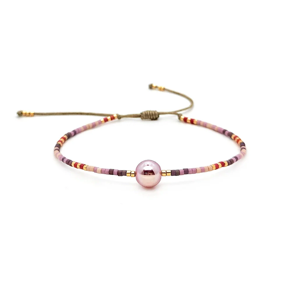 Bracelet Glass Glaze Geometric Handwoven Retro Gradient Style - Image 4
