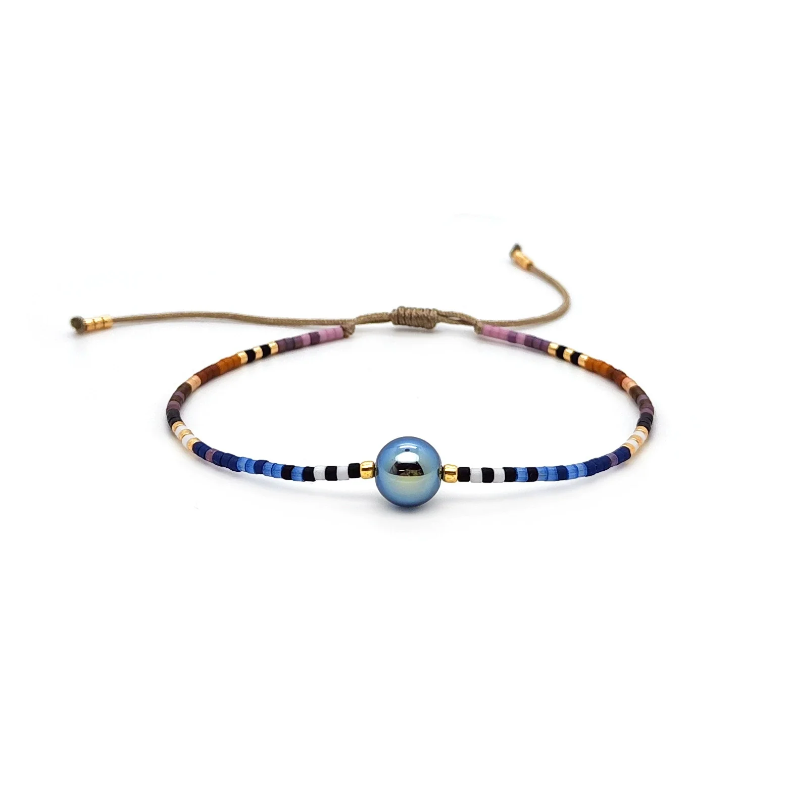 Bracelet Glass Glaze Geometric Handwoven Retro Gradient Style - Image 5