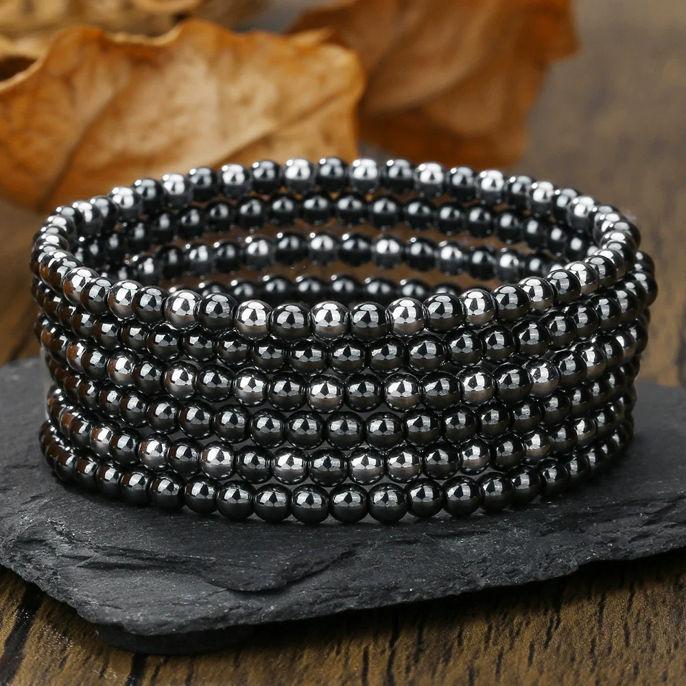 Bracelet Jewelry Wooden Beads Volcanic Stone Black Gallstone Black Frosted Geometric Handmade Unisex - Image 19