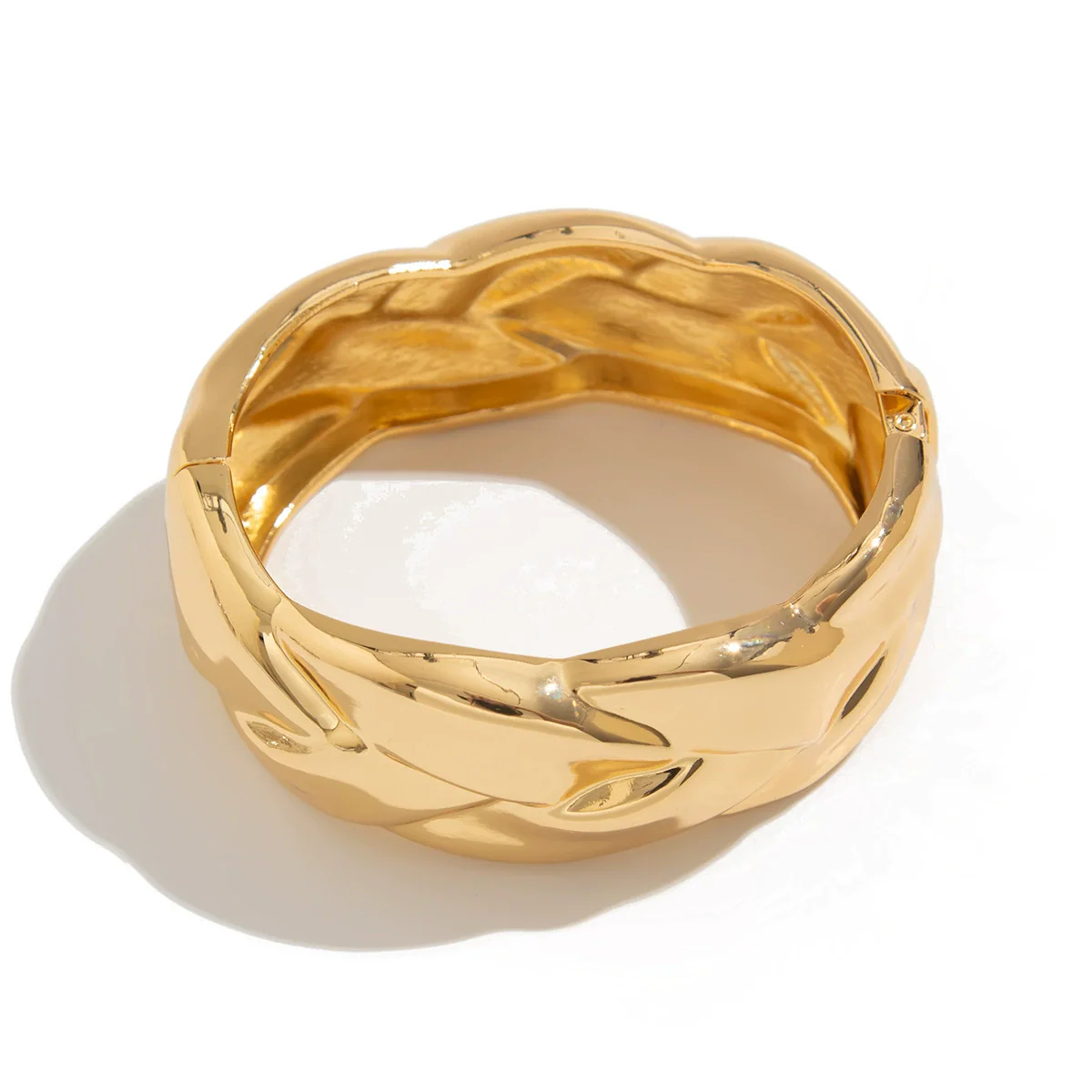 Bracelet Metal Imitation Pearl Diamond Encrusted Double Ring Twist Electroplating - Image 5
