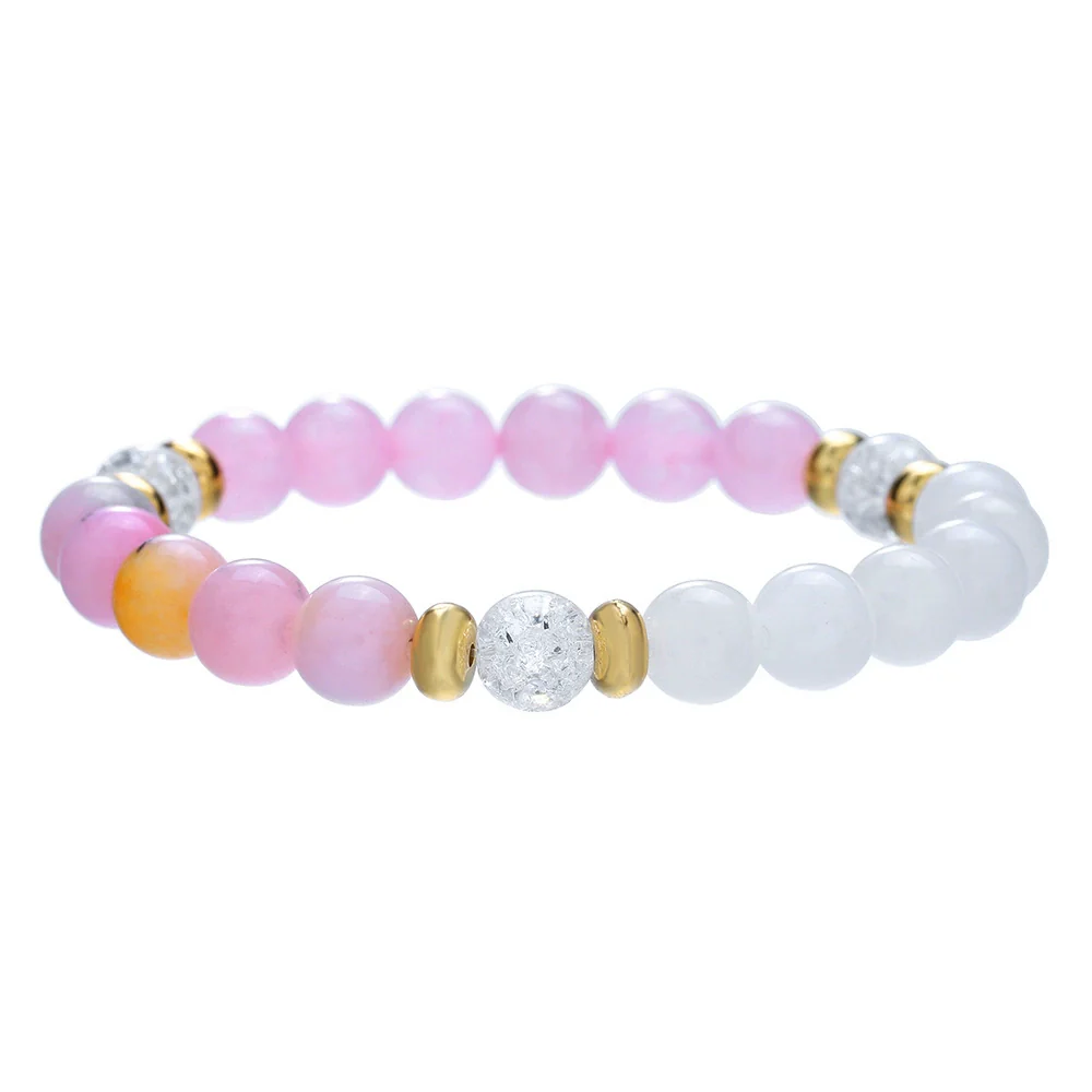 Bracelet Natural Stone Elastic Beaded Geometric Handmade - Image 11